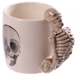 Ceramiczny kubek z uchwytem w kształcie szkieletu